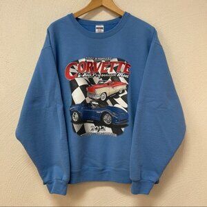 Corvette "High Performance Meet" Jerzees Blue Crewneck Pullover Sweater Sz L